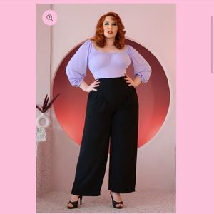 Hepburn Vintage Wide-Leg Trousers in Black Crepe | Laura Byrnes Design (NWT)